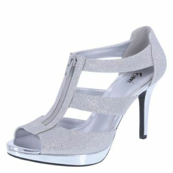 FIONI “Layla” Sparkly Silver High Heel Sandals - Picture 4 of 4
